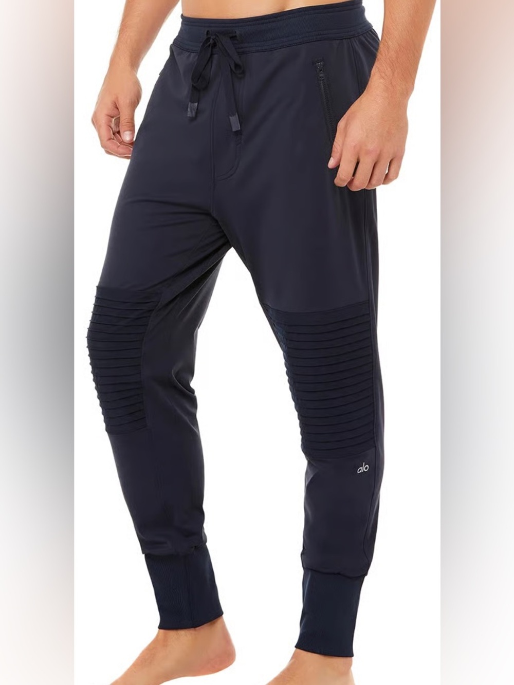 Alo Yoga Mens Technical Moto Lounge Jogger - Black - Small